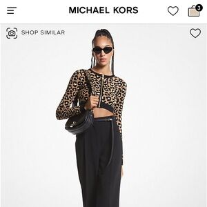 Michael Kors Leopard Jacquard Knit Zip Cardigan
